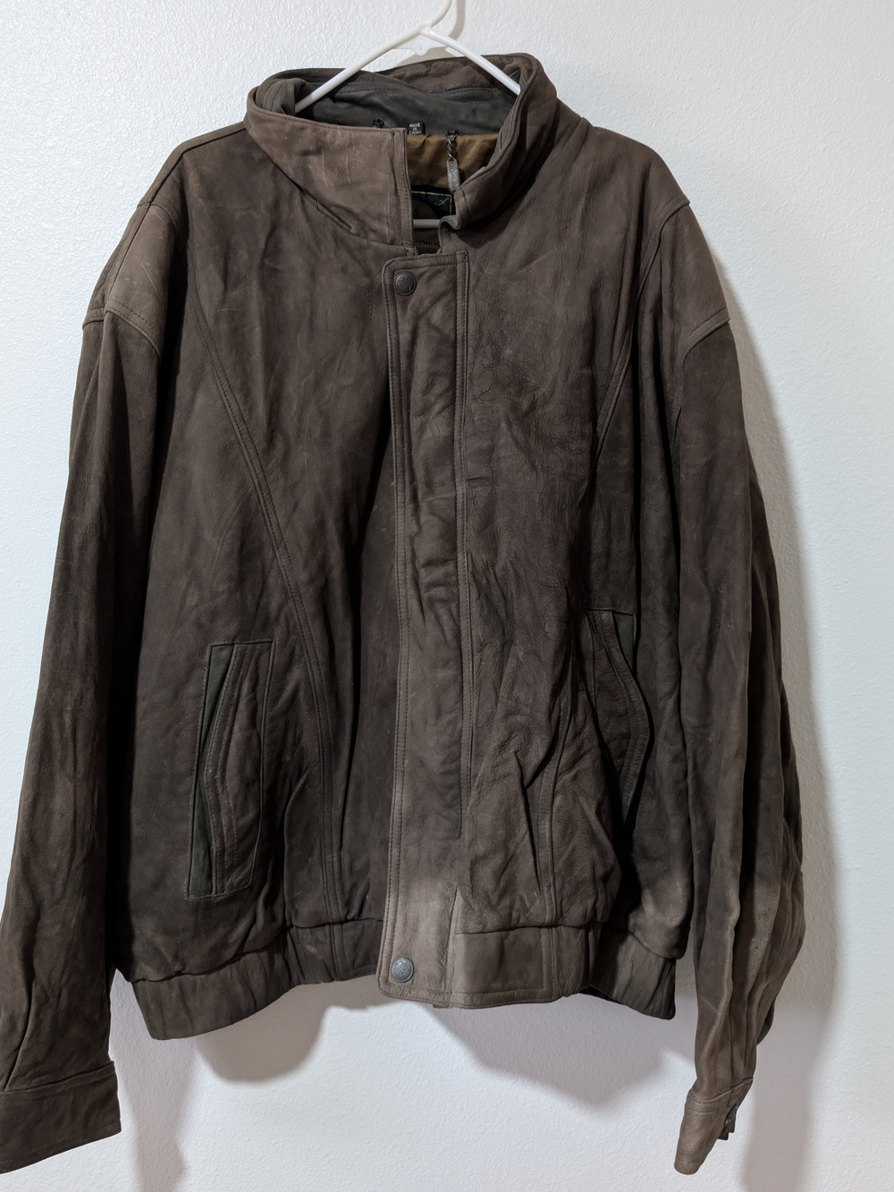 Vintage Members Only Brown Genuine Leather Bomber Jacket Size 4X